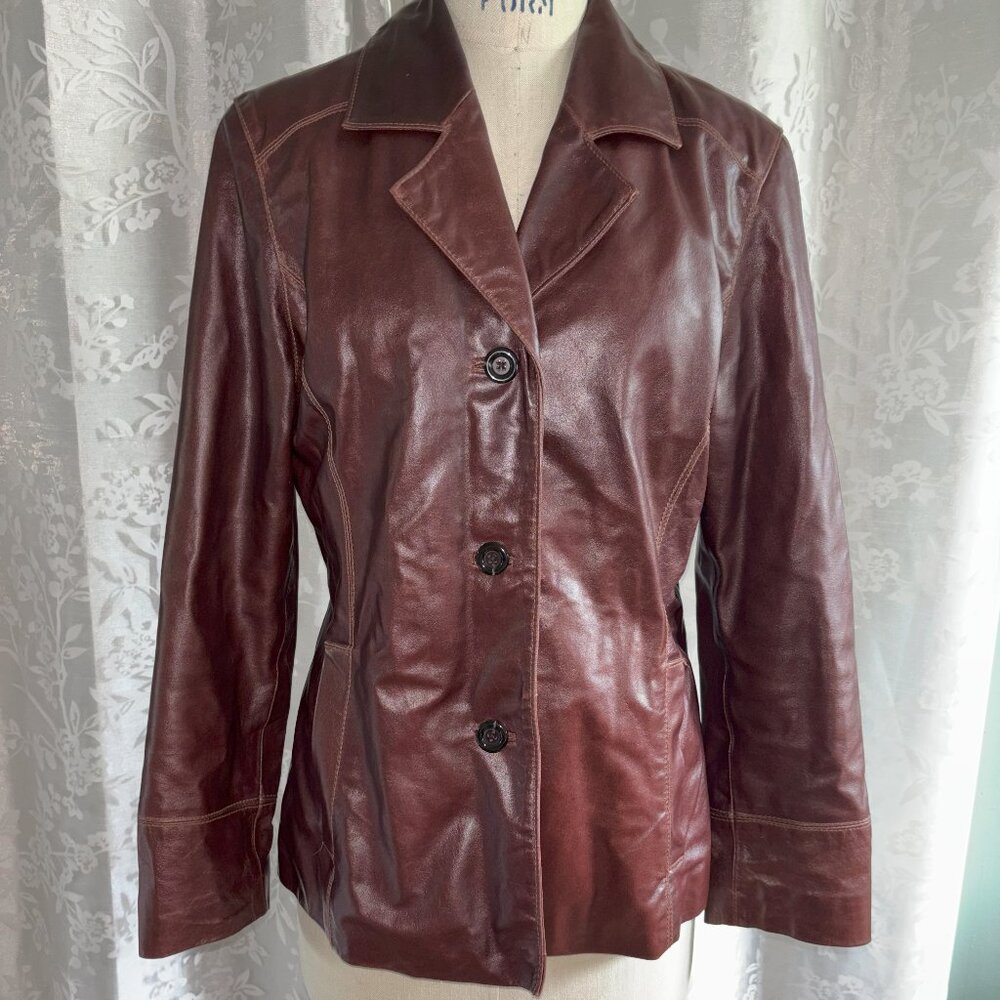 Burgundy Brown Leather Jacket